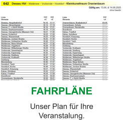 FAHRPLÄNE Unser Plan für IhreVeranstalung.